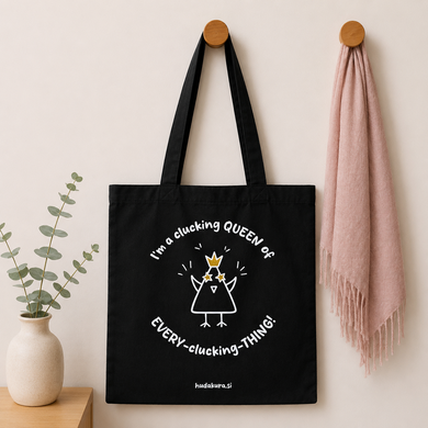 Black tote bag Clucking queen